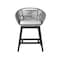 Armen Living Tutti Frutti Indoor Outdoor Counter Height Bar Stool in Black Brushed Eucalyptus Wood with Gray Rope LCTFBAGRBL26 - alternate 3